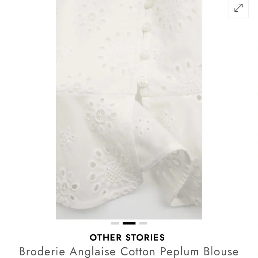 White Eyelet V-Neck Peplum Top NWT - Picture 4 of 7